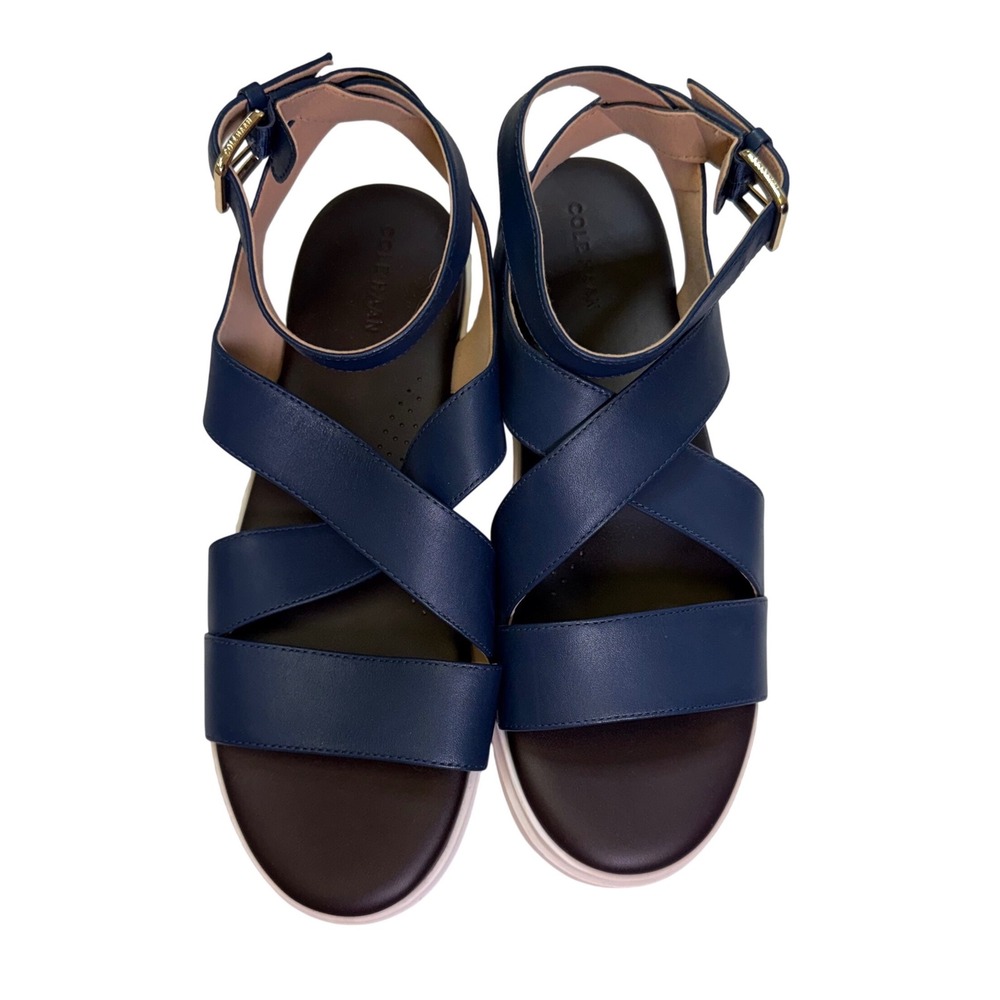 Cole Haan GrandPro Rally Castine Sandals Blue Leather Platform W29616 Womens 8.5 - Picture 7 of 8